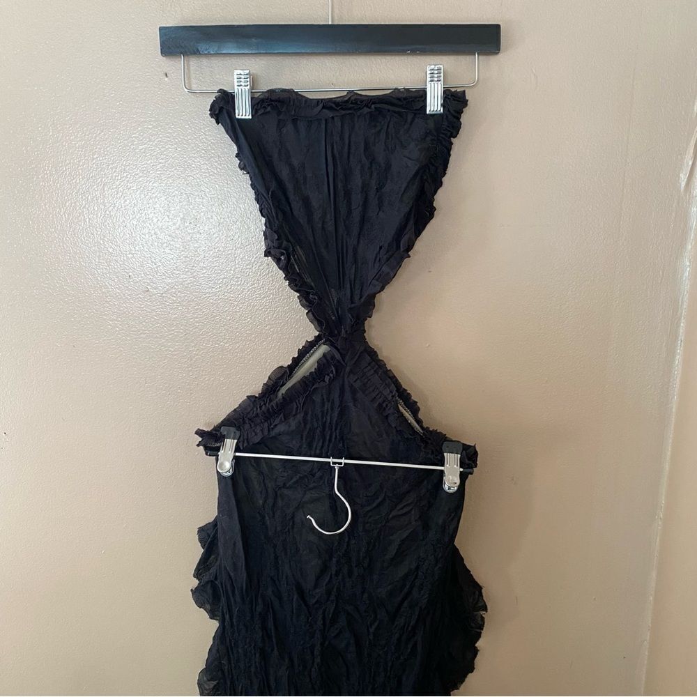 Jaded London Scrunch Lace Ruffle Dress black jellyfish hem cut out Revolve 2 S - Picture 16 of 16